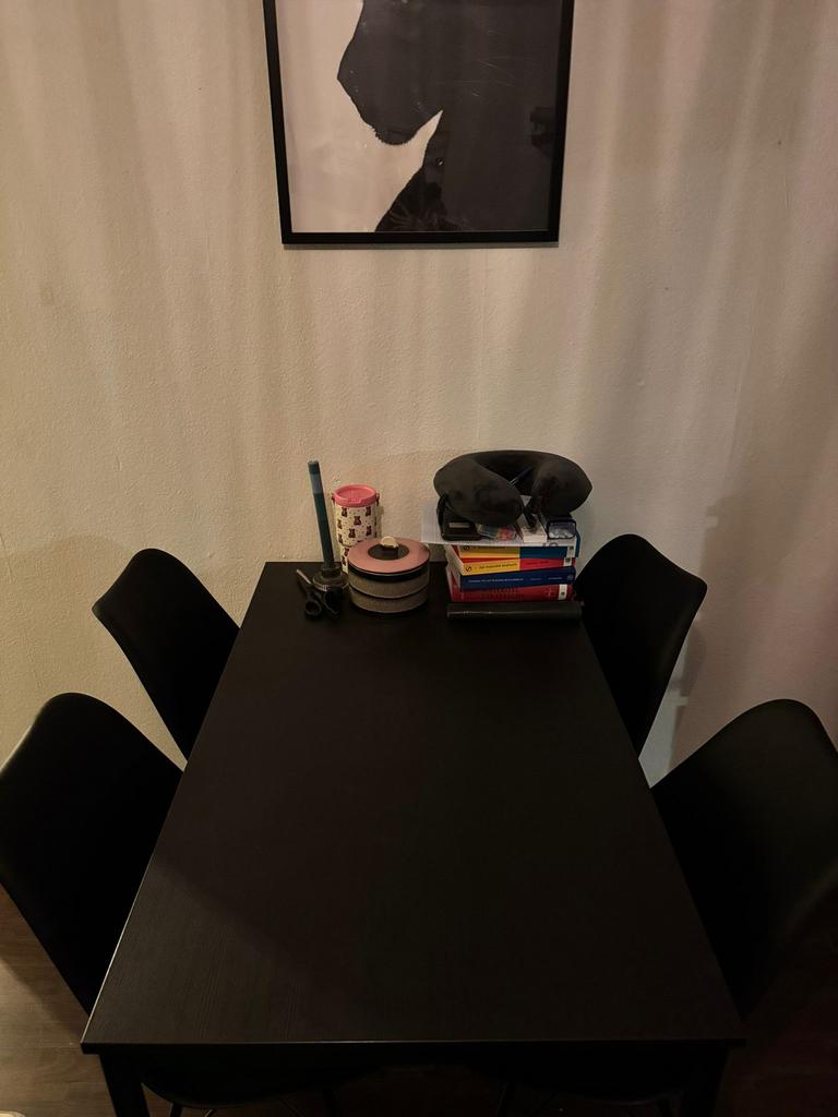 Eetkamertafel zwart 110*67, Ophalen, 100 tot 150 cm, 50 tot 100 cm, Zo goed als nieuw