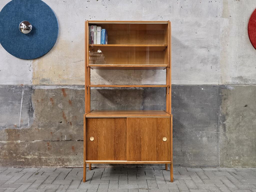 Vintage Jaren 60 Wandmeubel Mid Century Design Vitrinekast 4, Metaal, Ophalen of Verzenden, Minder dan 150 cm, 150 tot 200 cm