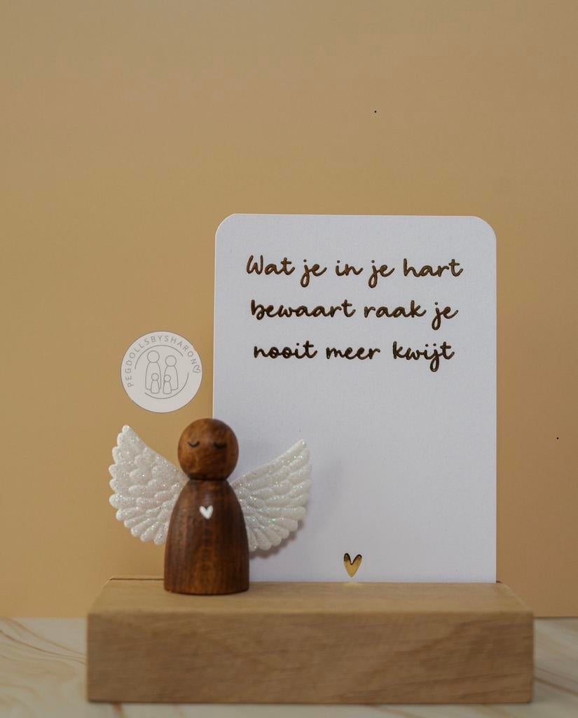 Pegdoll Engel 6cm met Kaart en Plankje, Ophalen of Verzenden, Nieuw