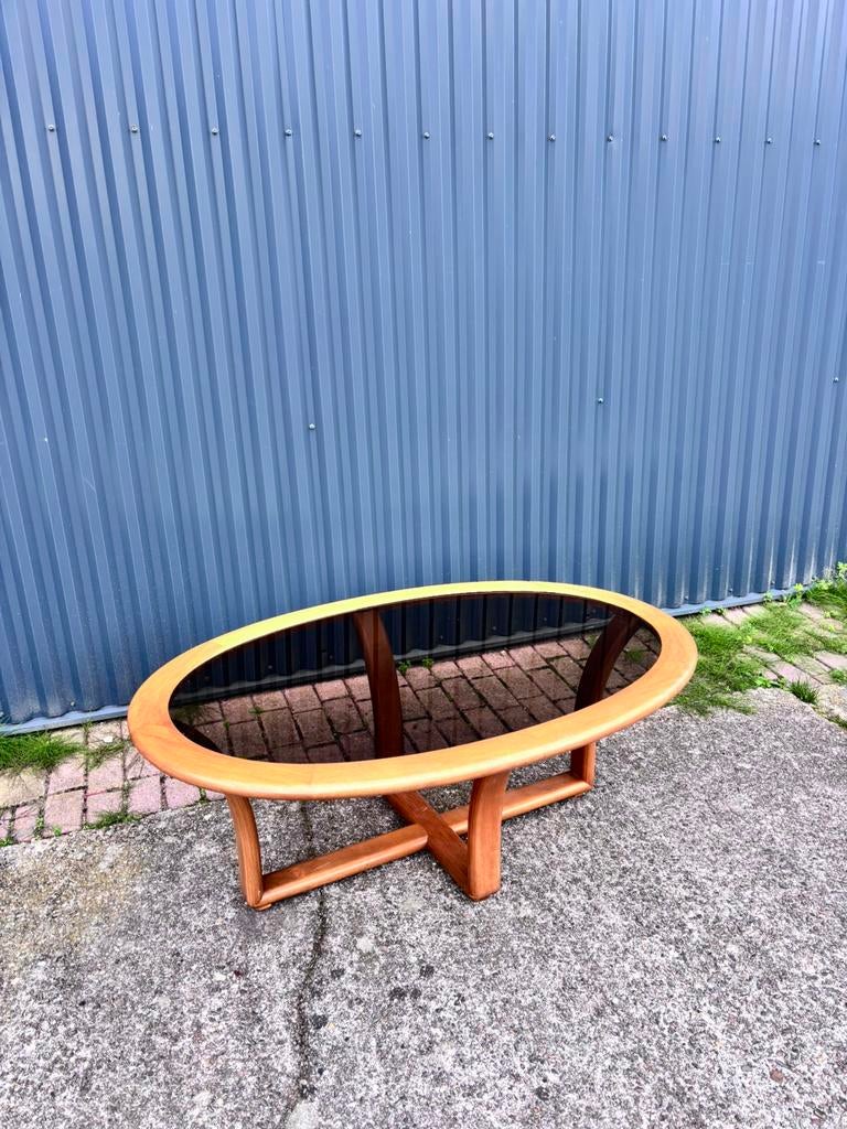 Vintage salontafel glas, Huis en Inrichting, Tafels | Salontafels, Gebruikt, Minder dan 50 cm, 50 tot 100 cm, Rechthoekig, Ophalen