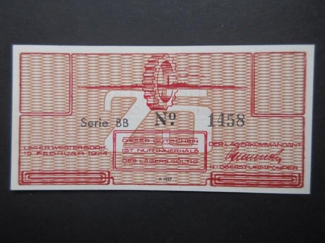 25 Cent 1944 Westerbork Kampgeld (02) WW2 UNC, Verzenden, Los biljet