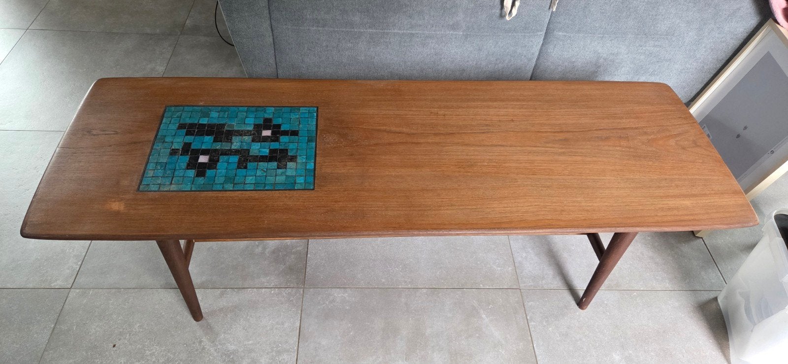Louis van Teeffelen 1960 salontafel met mozaïek (Wébé), Huis en Inrichting, Tafels | Salontafels, Ophalen, Gebruikt, 100 tot 150 cm
