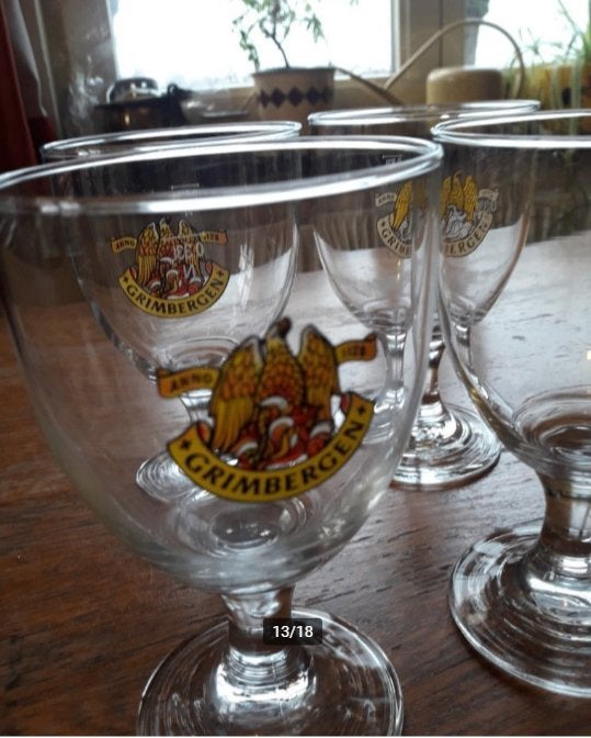 2 Grimbergen bierglazen., Ophalen of Verzenden, Zo goed als nieuw, Glas of Glazen, Overige merken