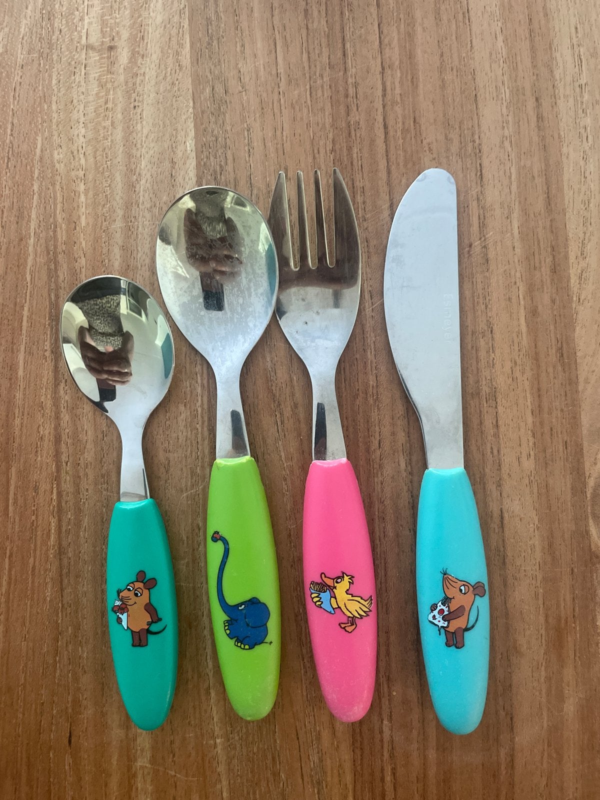 Kinderbestekset Die Maus (De Muis) - 4-delig, Ophalen, Gebruikt, Rvs of Chroom, Bestekset