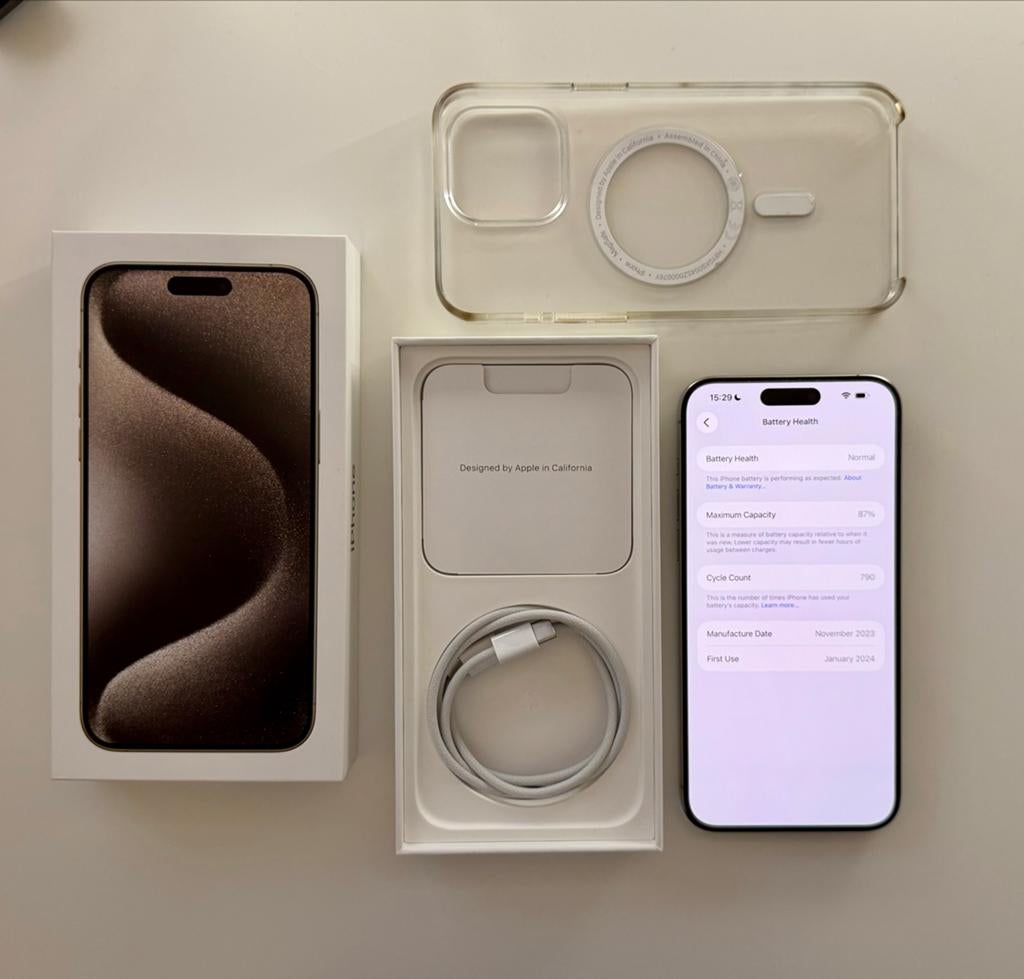 iPhone 15 Pro Max 512GB - als nieuwe, Telecommunicatie, Mobiele telefoons | Apple iPhone, Zo goed als nieuw, Zonder abonnement