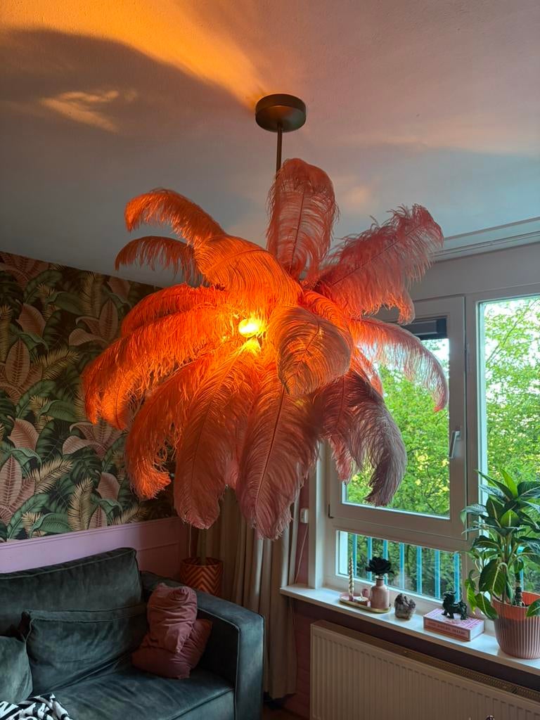 Struisveren hanglamp roze, Ophalen, Zo goed als nieuw