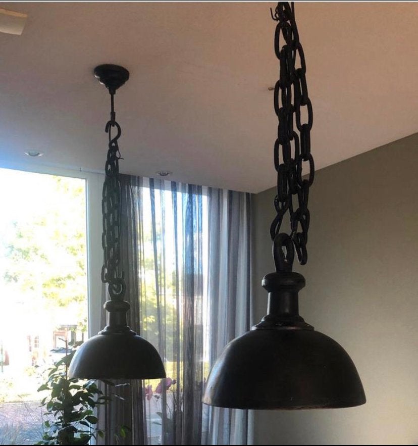 2x industriele hanglampen, Huis en Inrichting, Ophalen of Verzenden, Zo goed als nieuw