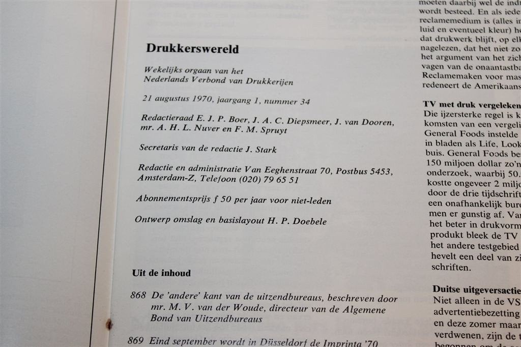 Drukkerswereld 1970 — Grafische Industrie en Drukpersen, Ophalen of Verzenden, Gelezen, Muziek, Film of Tv