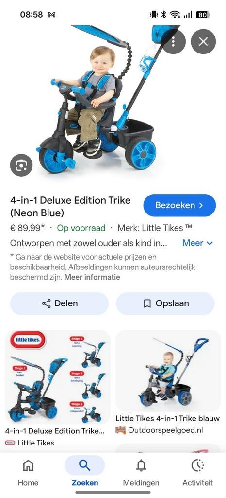Little Tikes 4-in-1 Deluxe Edition Trike (Neon Blue), Ophalen of Verzenden, Zo goed als nieuw, Little Tikes, Verstelbare zitting