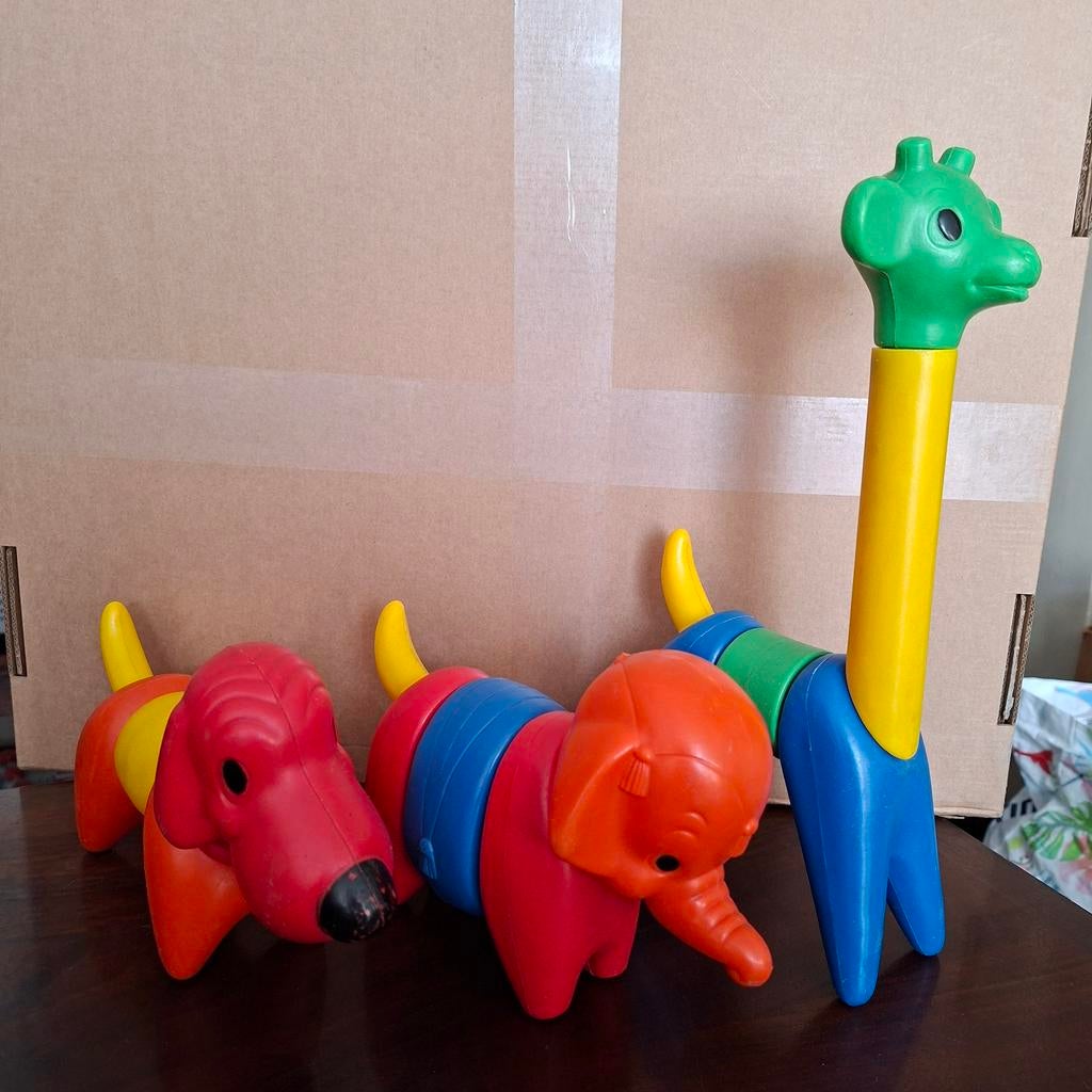 Vintage tupperware speelgoed hond, olifant, giraffe), Ophalen of Verzenden, Gebruikt, Jongen of Meisje