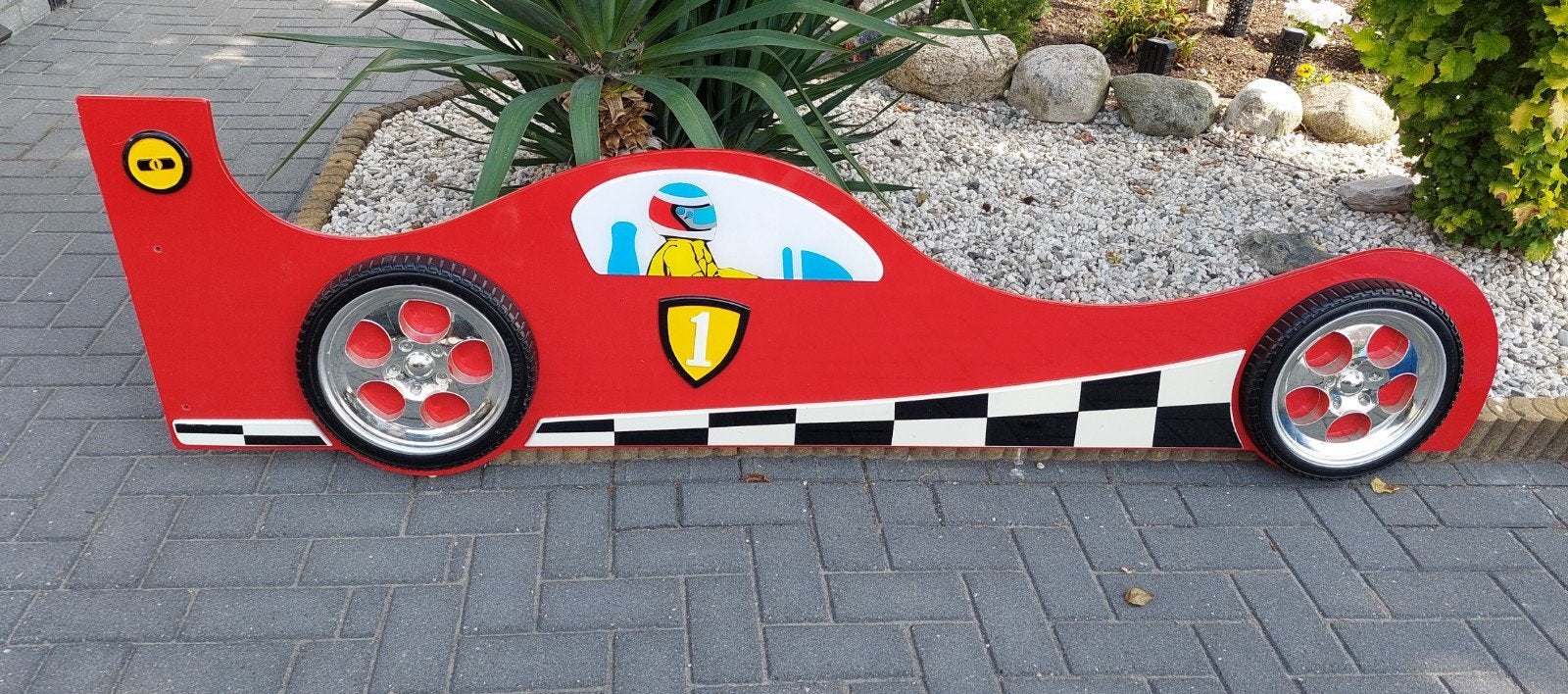 Ferrari raceauto kinderbed, Kinderen en Baby's, Kinderkamer | Bedden, Gebruikt, 180 cm of meer, 85 tot 100 cm, Lattenbodem, Matras