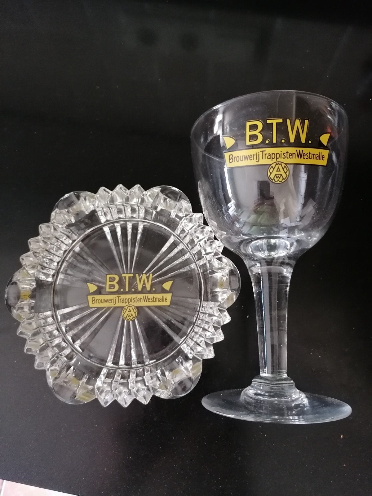 Glas + asbak BTW Westmalle., Verzamelen, Ophalen of Verzenden, Zo goed als nieuw, Overige typen, Overige merken