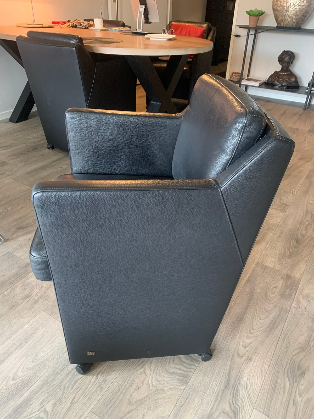 4 Rolf Benz design eetkamer stoelen, Ophalen, Zwart, Leer, Zo goed als nieuw