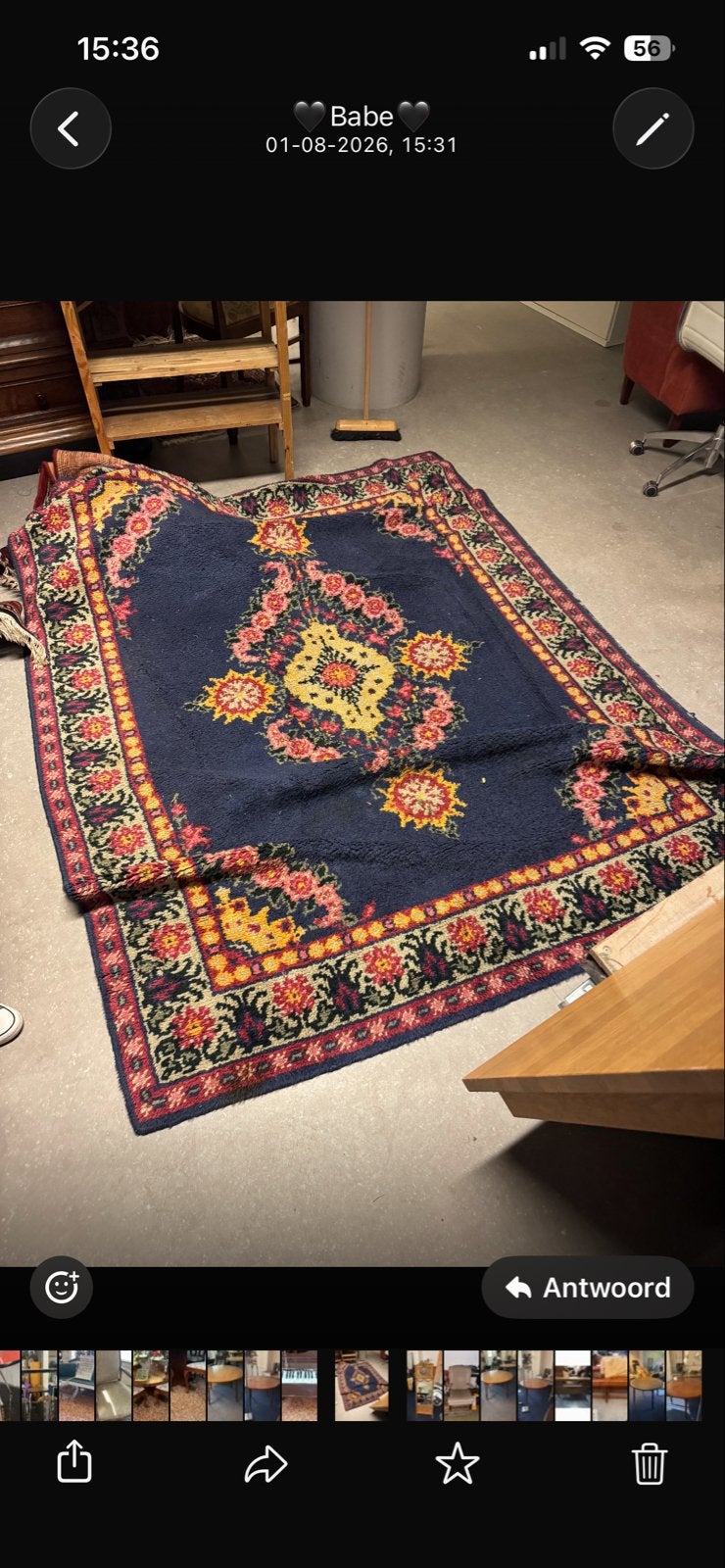 Vintage Vloerkleed met Bloemenpatroon 2.65 x 1.95, Gebruikt, Blauw, 150 tot 200 cm, 200 cm of meer
