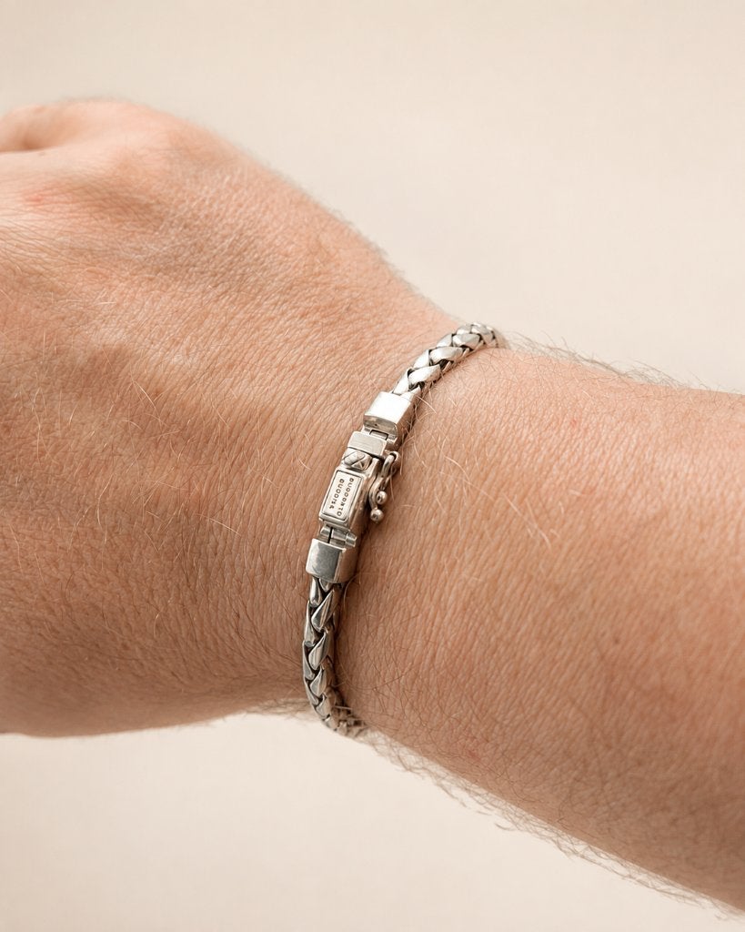 Buddha to Buddha zilveren armband 19,5 cm – 4 mm, Verzenden, Zo goed als nieuw, Zilver, Zilver
