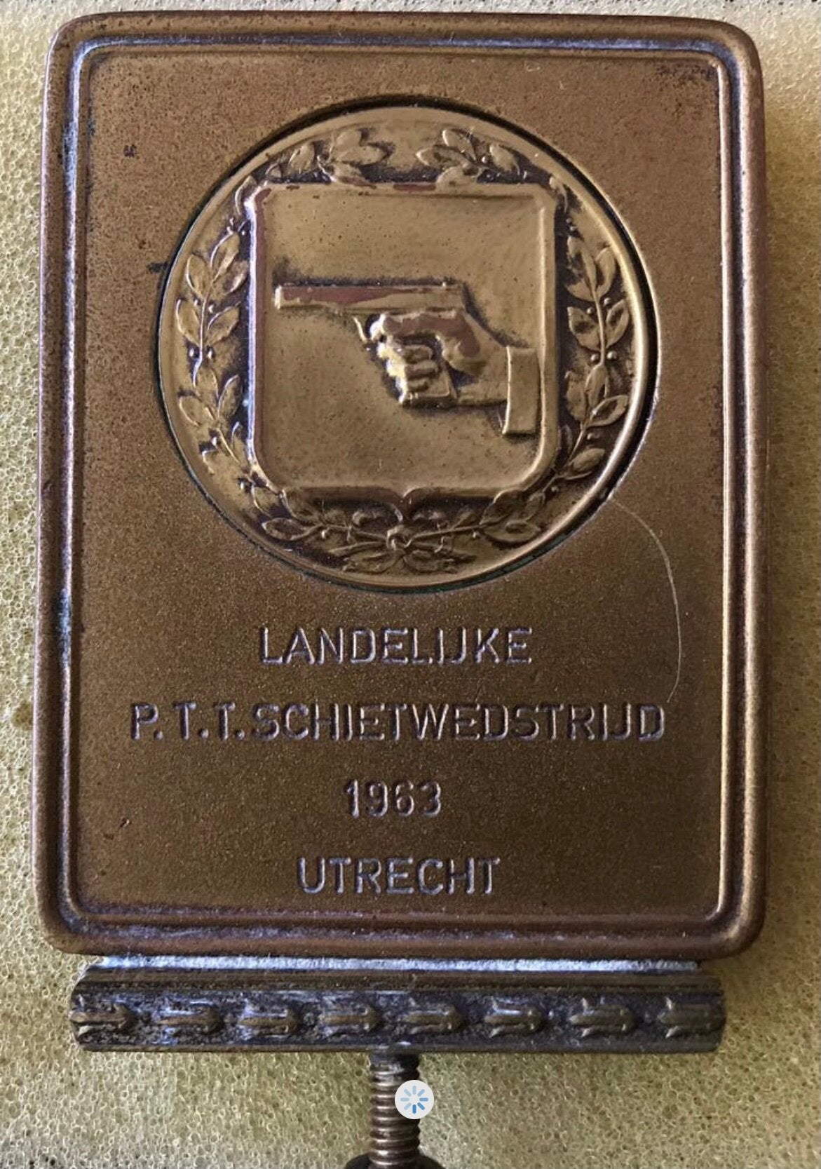 Oude Penning Landelijke PTT Schietwedstrijd 1963 Utrecht, Ophalen of Verzenden, Zo goed als nieuw, Overige typen