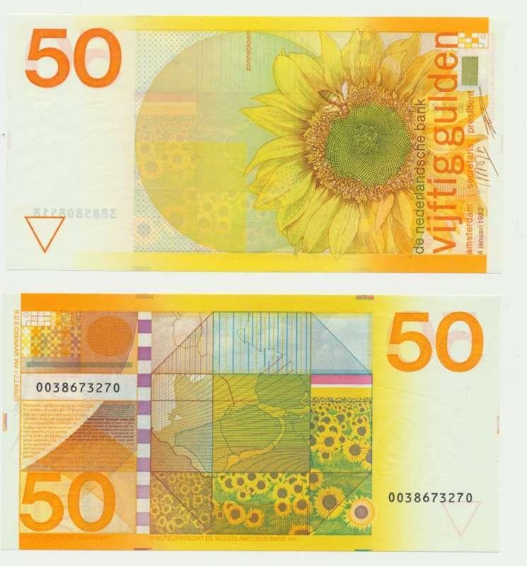 Nederland 50 Gulden 1982 Zonnebloem UNC, Ophalen of Verzenden, 50 gulden, Los biljet