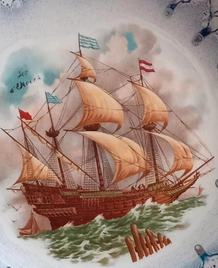 GIEN BP Keramiek Plat Bord Zeilboot Frankrijk, Antiek en Kunst, Ophalen of Verzenden