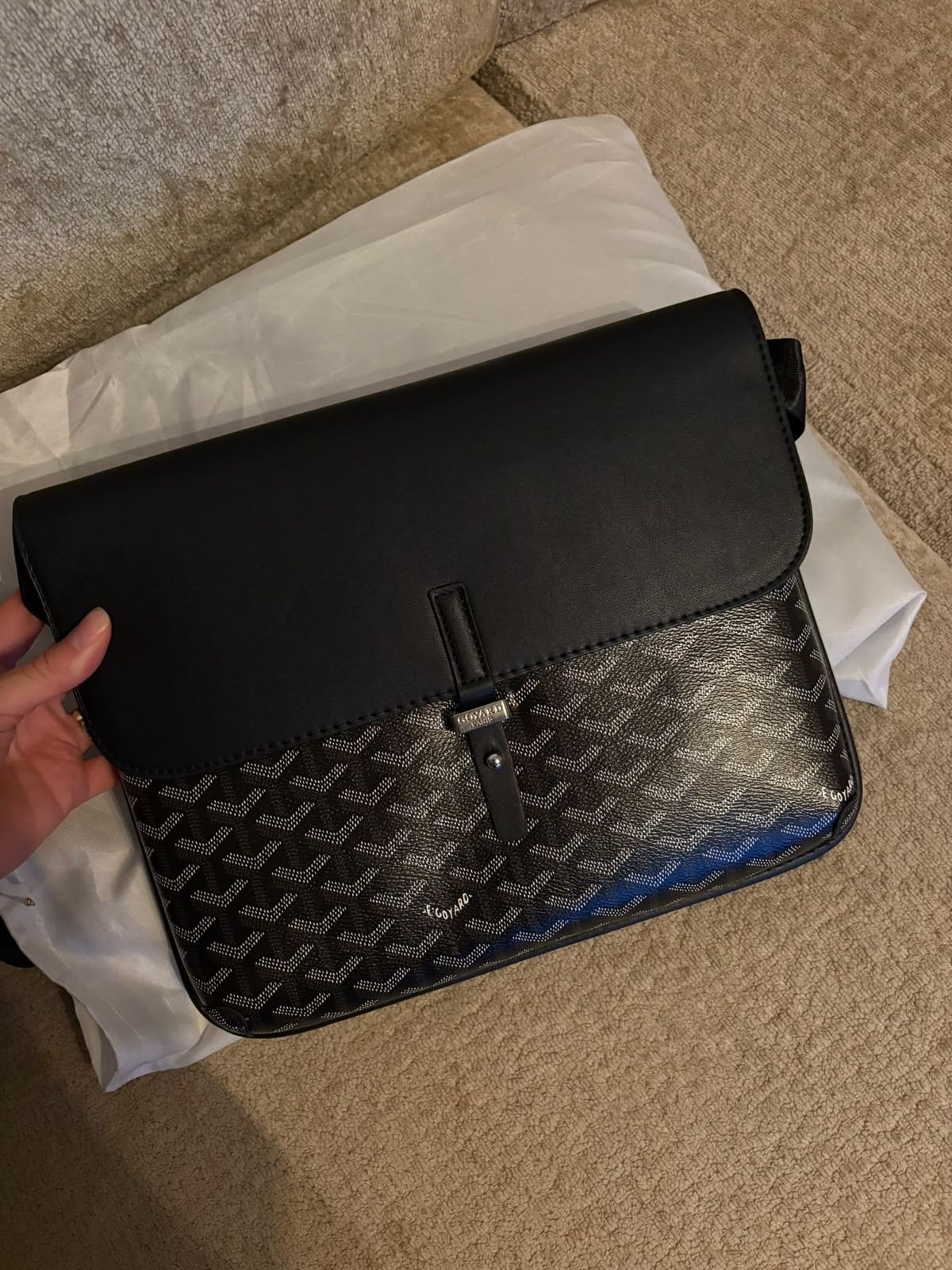 Goyard Messenger Tas Zwart met Monogram Patroon, Sieraden, Tassen en Uiterlijk, Tassen | Damestassen, Ophalen of Verzenden, Zo goed als nieuw