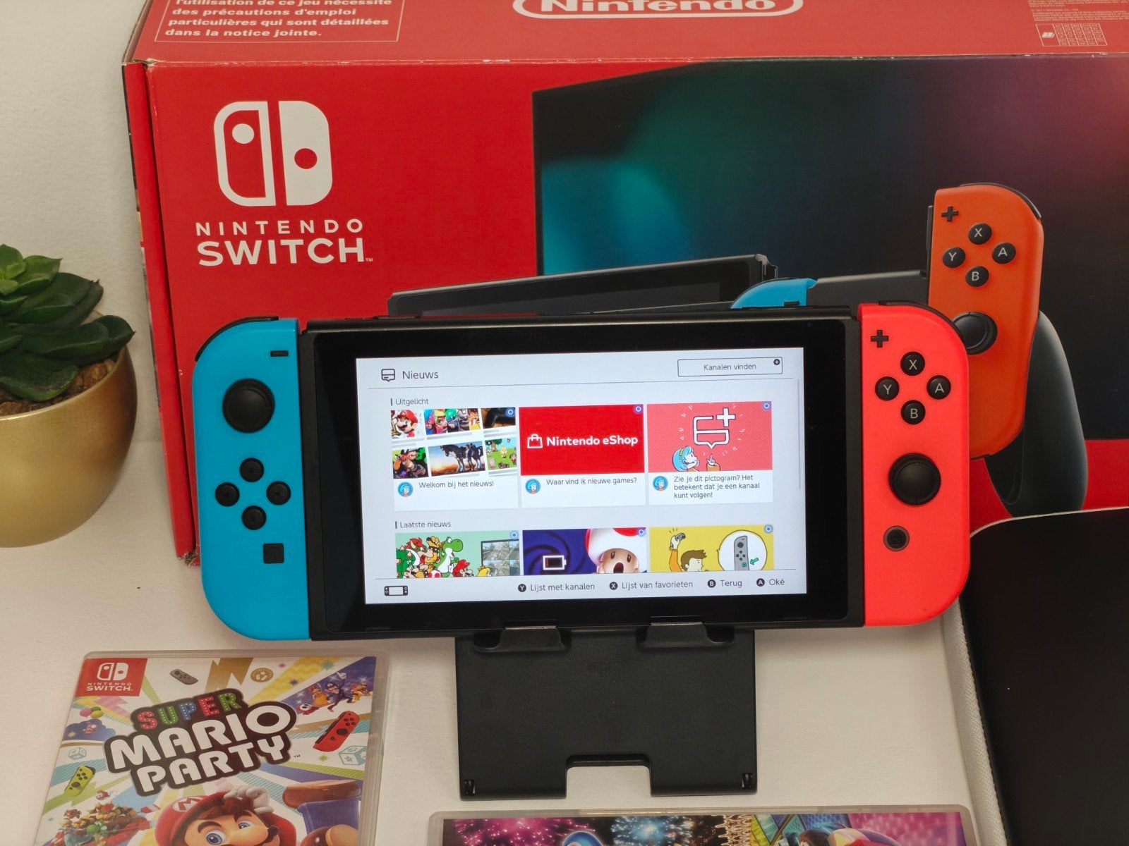 Nintendo Switch V2 met Mario Kart 8 en Mario Party, Racen en Vliegen, 5612GA, Ophalen of Verzenden, NVT