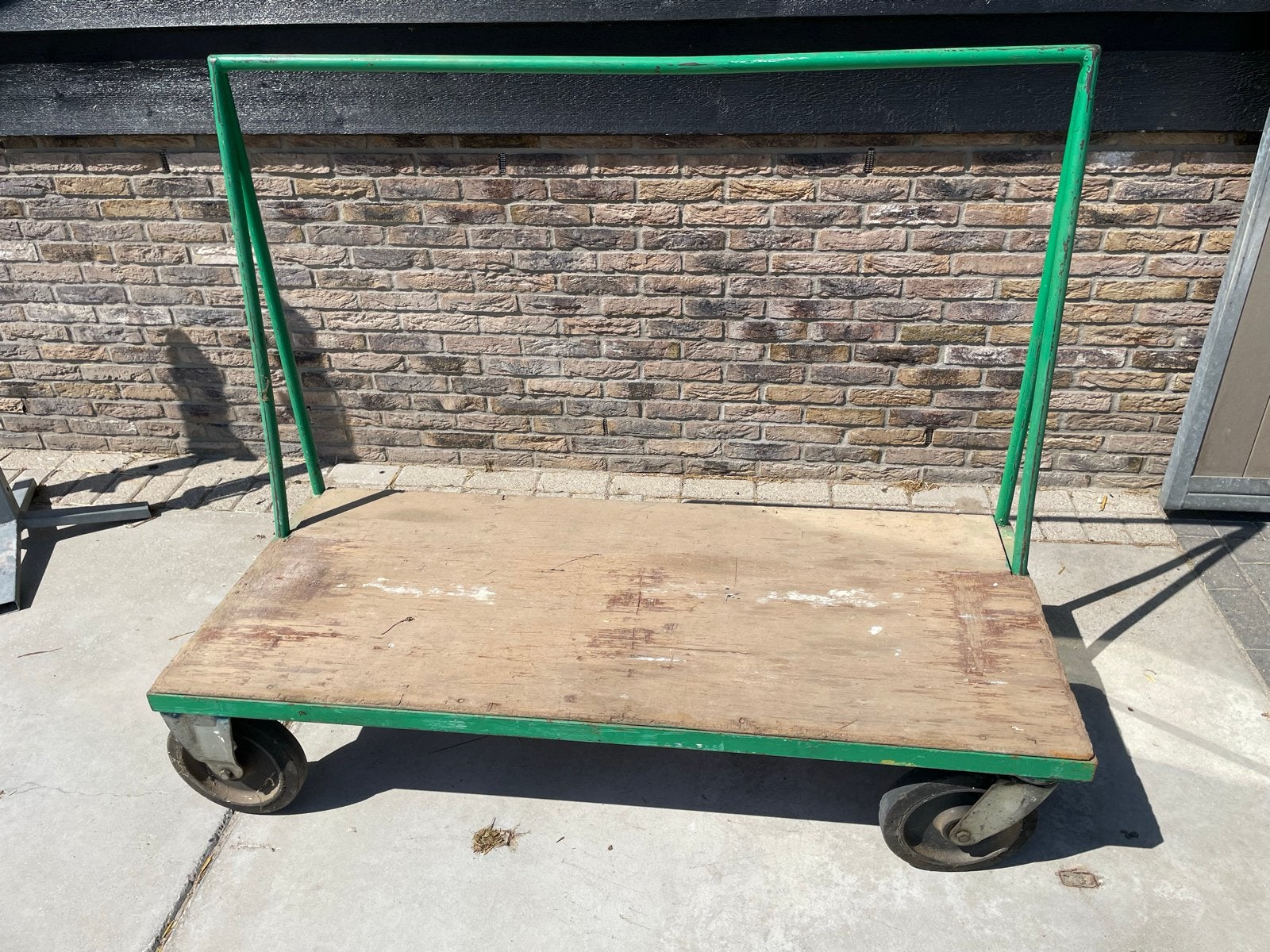 Robuuste platen / transportkar met houten blad, Doe-het-zelf en Verbouw, Transportwagens, 100 liter of meer, Ophalen of Verzenden