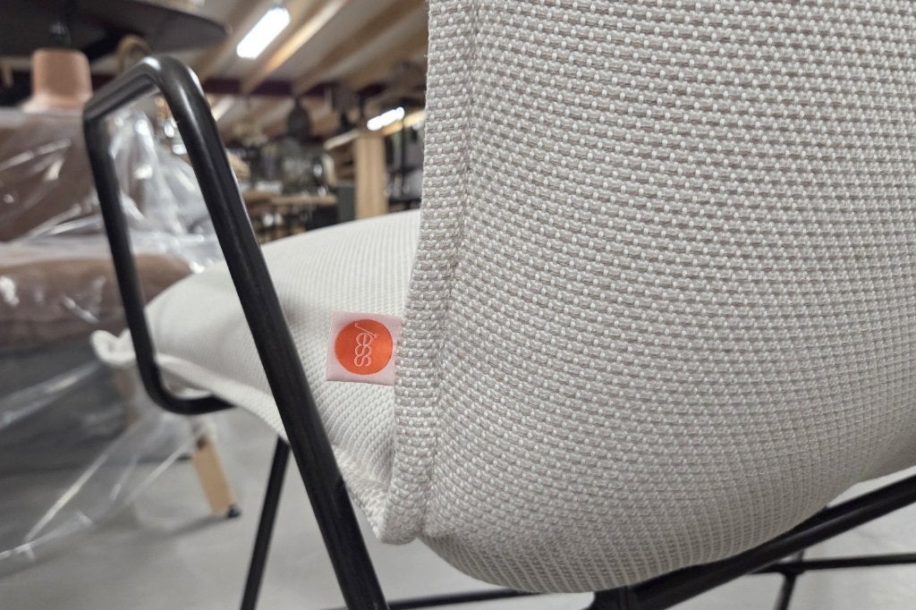 Luxe eetkamerbank Vidar Jess design stof creme eetbank bank, Ophalen, Zo goed als nieuw, Metaal, Vijf, Zes of meer stoelen