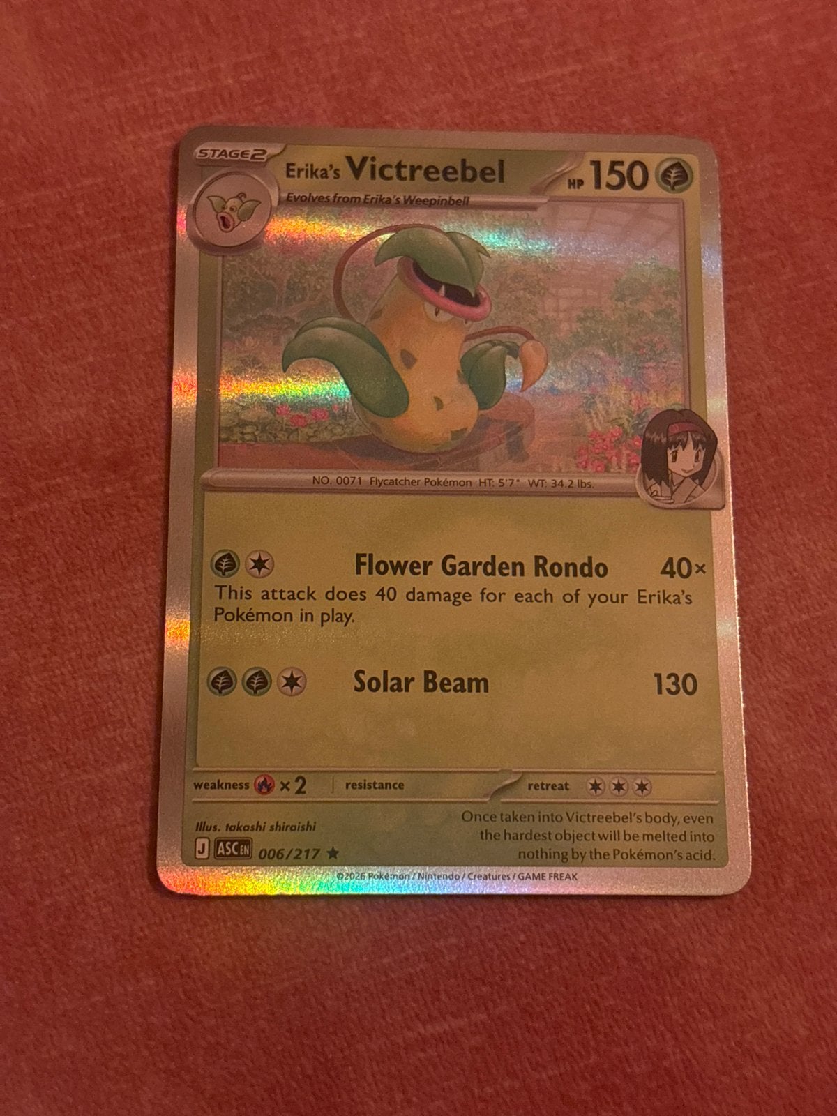 Erika's Victreebel 006/217 Holo Ascended Heroes Pokémon Kaar, Ophalen of Verzenden, Zo goed als nieuw, Losse kaart, Foil