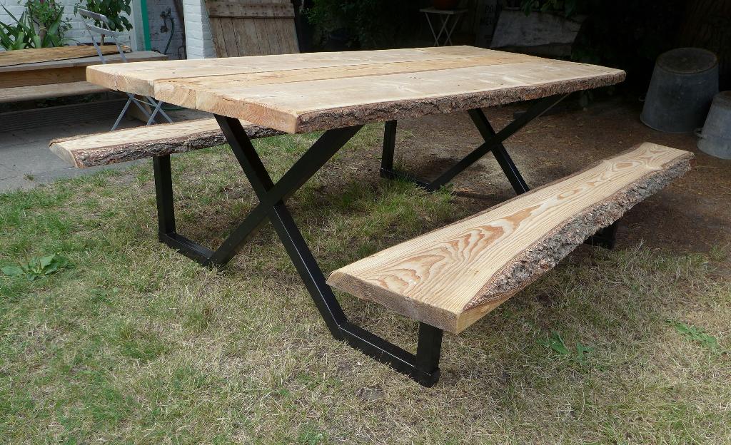 Prachtige  boomstam tuintafel  bank picknicktafel, Tuin en Terras, Picknicktafels, Ophalen, Onbekend, Nieuw, Onbekend