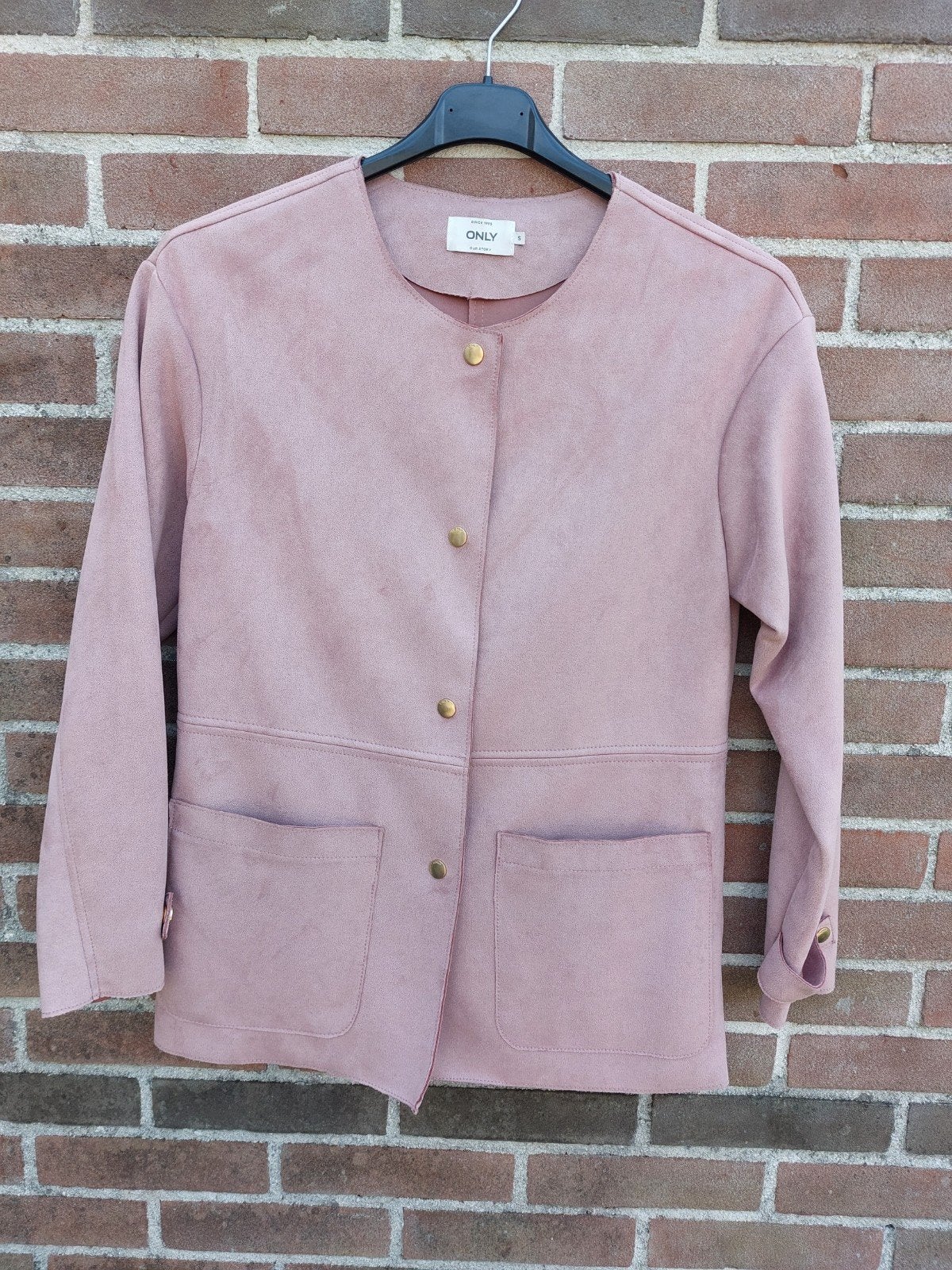 Roze suèdelook jasje Only maat S/36, Ophalen of Verzenden, Zo goed als nieuw, Maat 36 (S), Roze