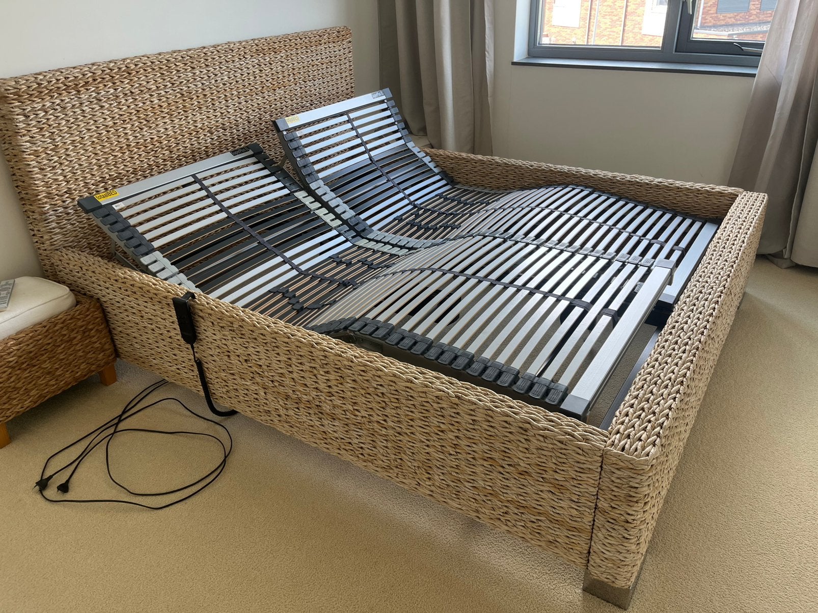 Tweepersoonsbed- verstelbare bedbodems, Huis en Inrichting, Slaapkamer | Bedden, Ophalen, Verstelbaar, 210 cm, Tweepersoons