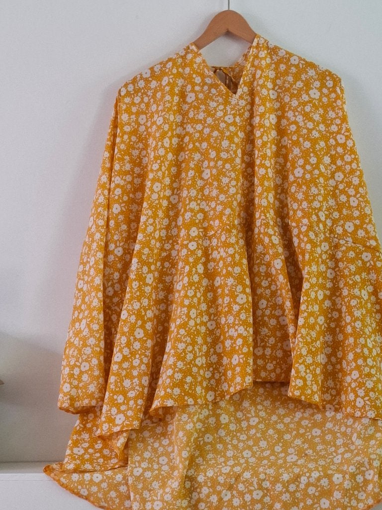 geel gebloemde blouse, Geel, Maat 46/48 (XL) of groter, Ophalen of Verzenden, Zo goed als nieuw