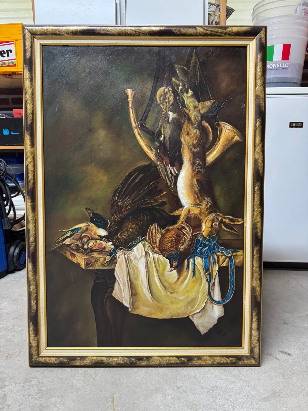 Olieverfschilderij 70x100cm van F. Kin, Ophalen