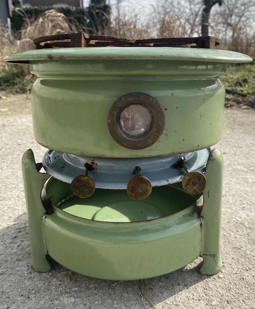Petroleumstel met 3 pitten, Antiek en Kunst, Ophalen