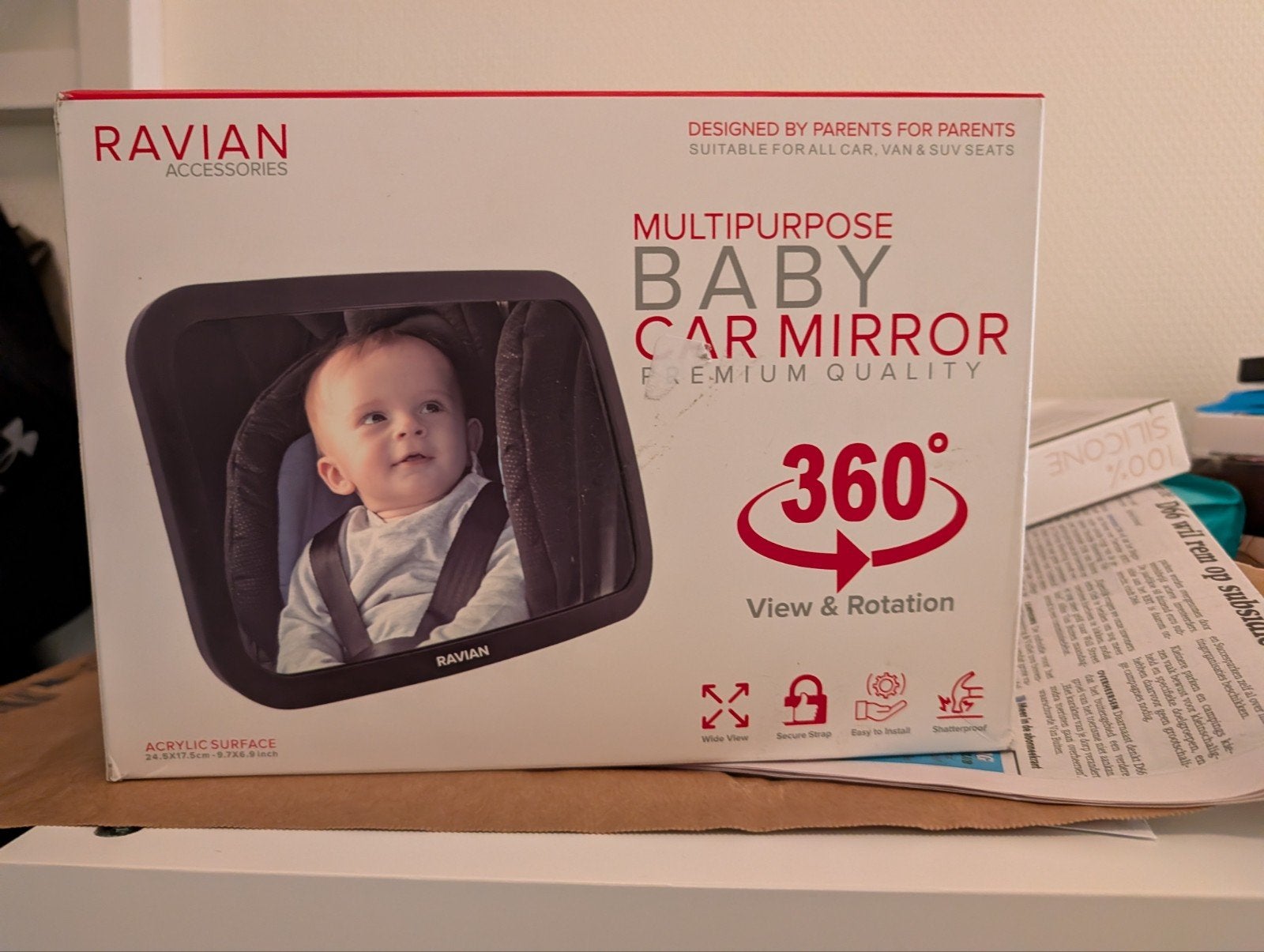 Ravian Multipurpose Baby Autospiegel 360, Kinderen en Baby's, Ophalen of Verzenden