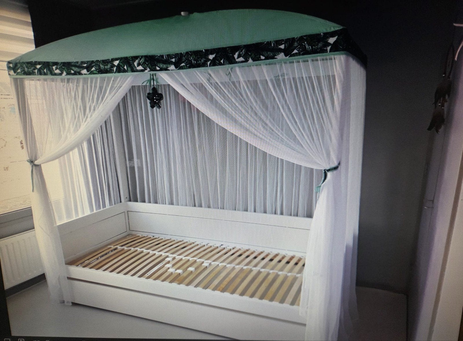 Lifetime Hemelbed met uitschuifbare lade, Ophalen, 90 cm, Eenpersoons, Wit
