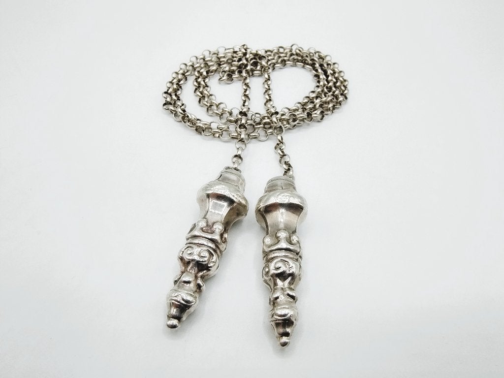 Zilveren jasseronketting met breipendoppen, H. Looren, Info@zilverwebsite.nl, Verzenden, Zo goed als nieuw, Zilverwebsite.nl