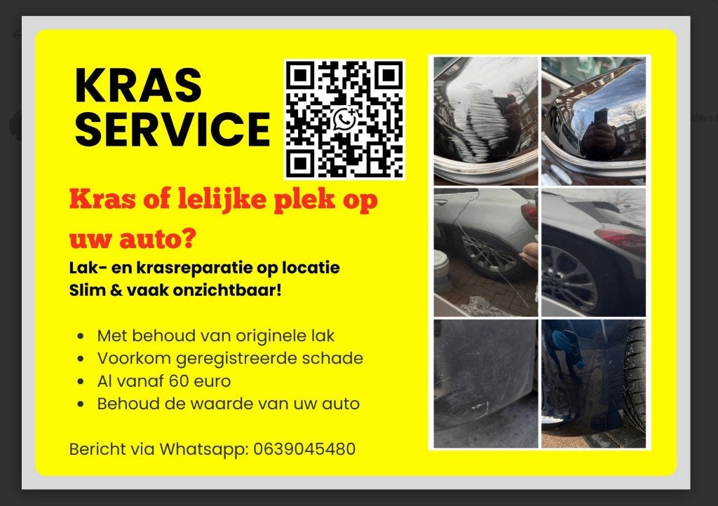 Kras en lak reparatie op locatie - Vanaf 60 euro, Ophalen, Zo goed als nieuw