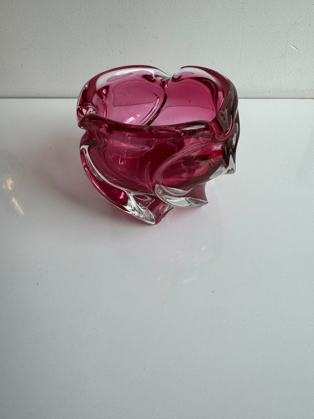 Vintage Murano Glas Schaal - Roze/Rood, Ophalen of Verzenden