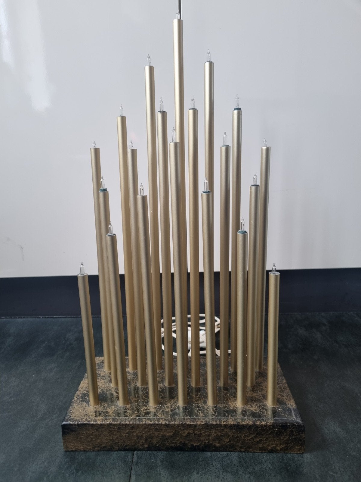 Gouden Kandelaar met LED-verlichting, Ophalen of Verzenden, Gebruikt, Modern, Sfeervol, Decoratief