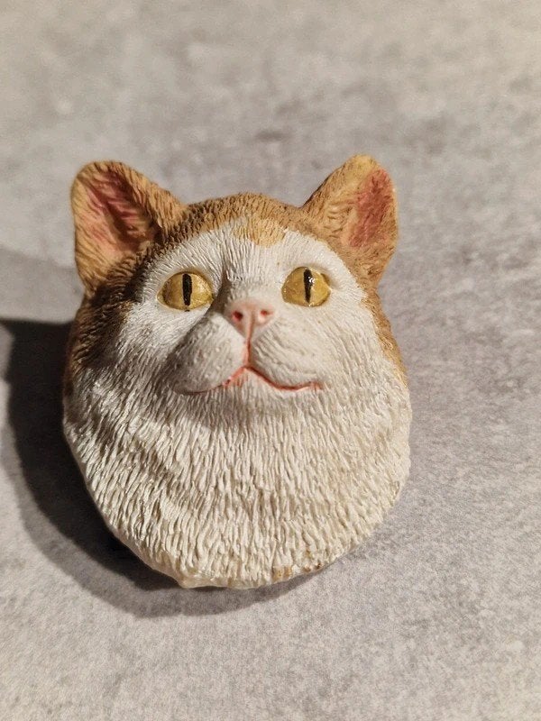 Vintage Kattenkop Magneet Polyresin Kat Koelkast Retro, Ophalen of Verzenden, Huis en Inrichting