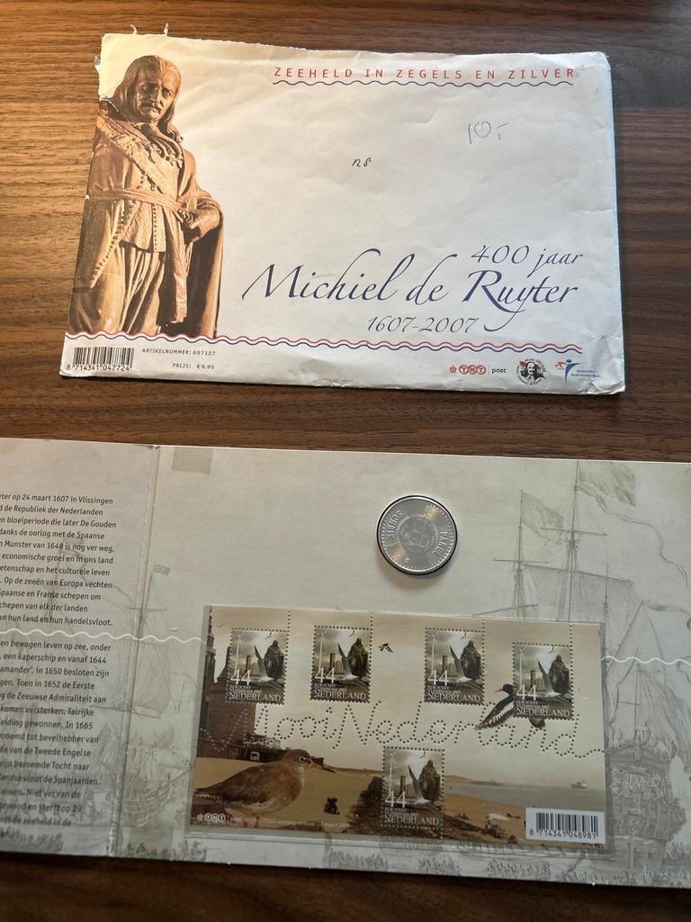 Michiel de Ruyter munt en postzegels set - 400 jaar, Setje, Koningin Beatrix, Zilver, Overige waardes
