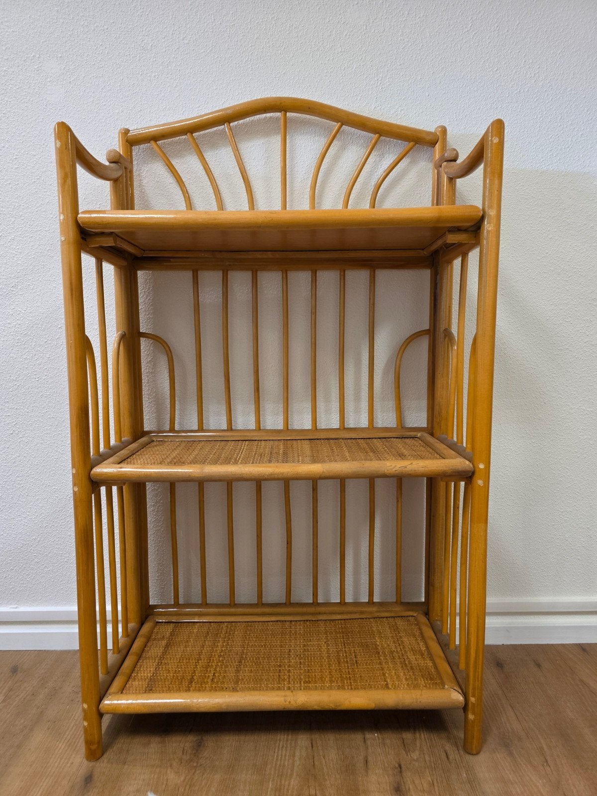 Vintage inklapbare rotan kast bamboe boho boekenkast, Ophalen, Huis en Inrichting