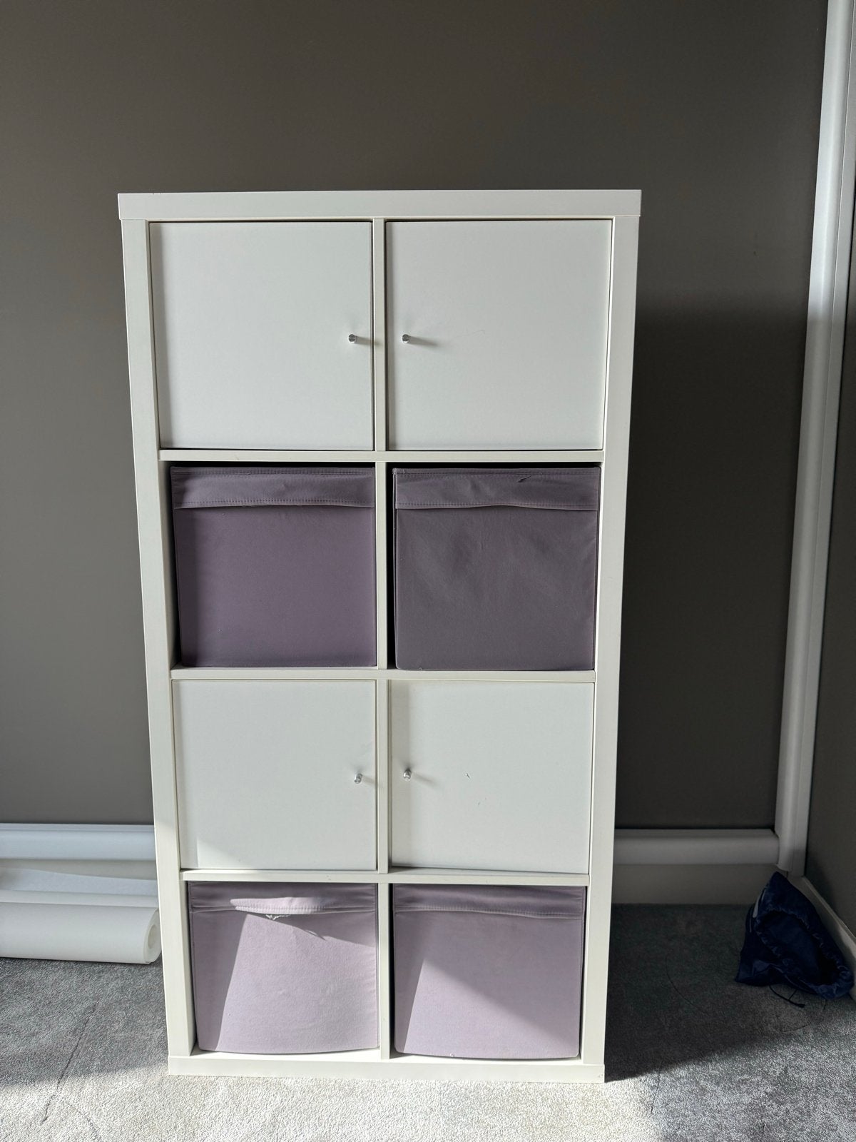 Witte vakkenkast IKEA 145x76,5 cm met deuren en bakken, Ophalen, Gebruikt