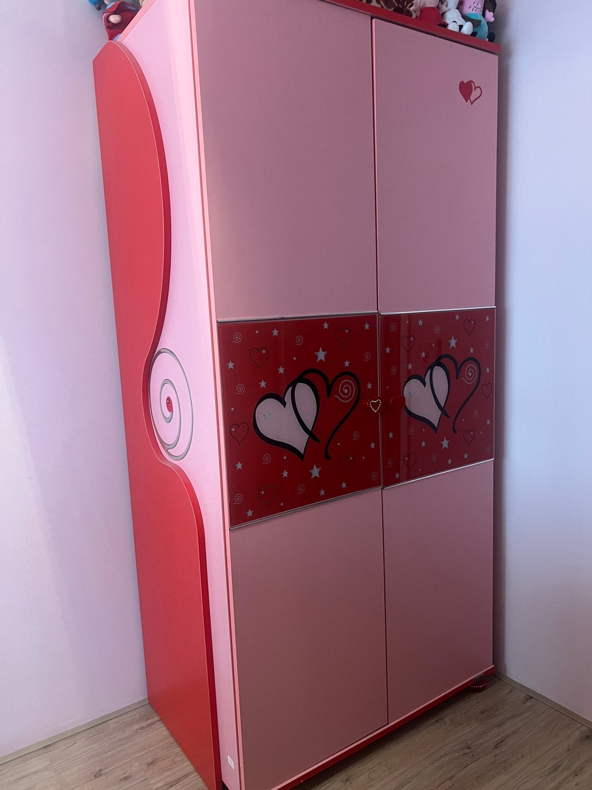 Roze kledingkast met hartjes, Kinderen en Baby's, Ophalen, Kast, 50 tot 70 cm, 105 cm of meer