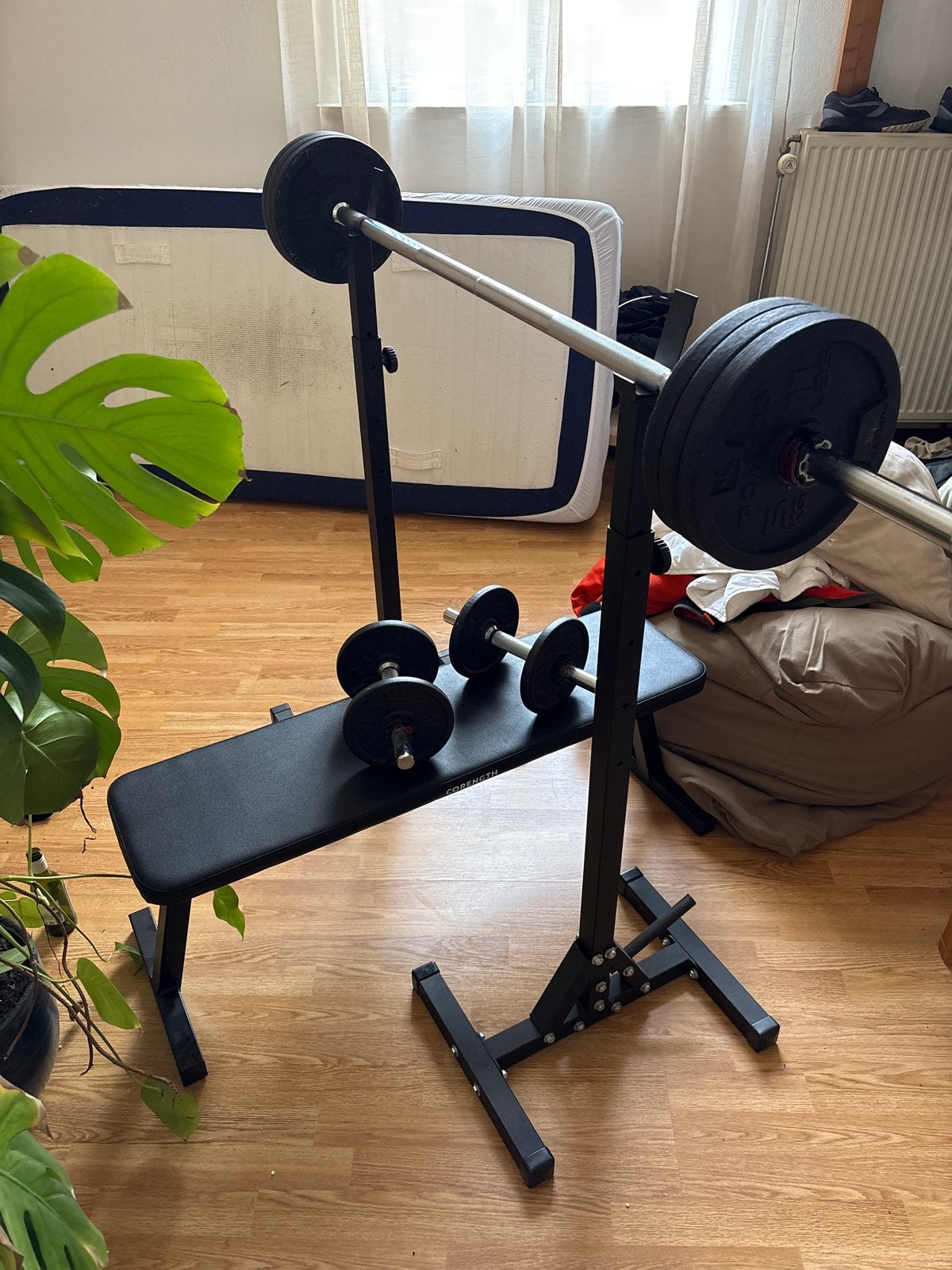 Complete Krachtstation met Bankje, Halters en Gewichten, Ophalen, Gebruikt, Krachtstation, Armen