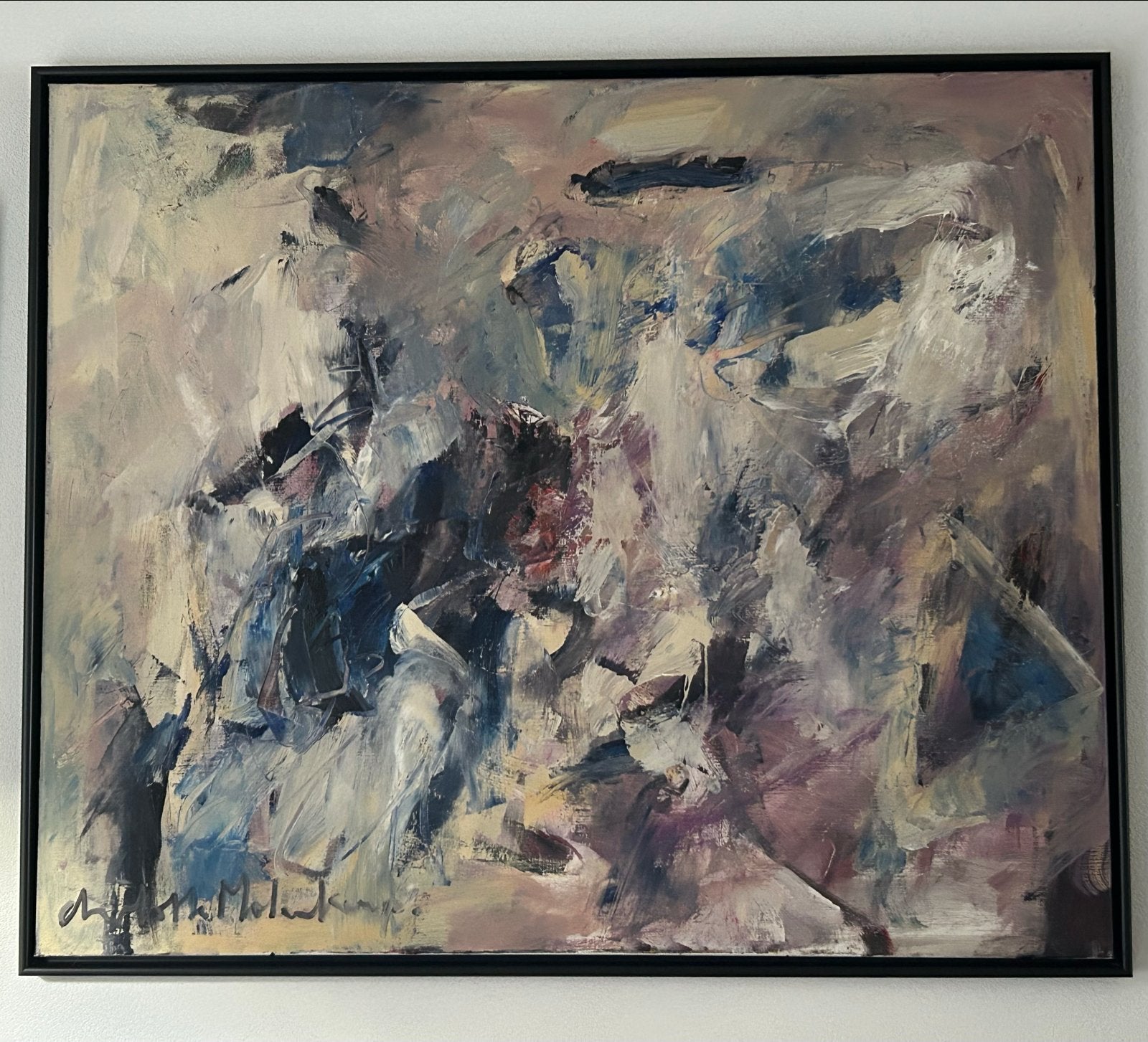 Groot abstract schilderij van Charlotte Molenkamp, Ophalen
