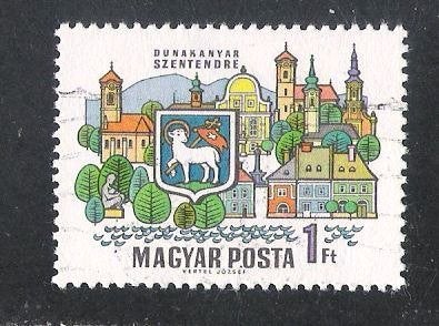 Hongarije; 2052 Stadsgezichten, Verzenden, Gestempeld