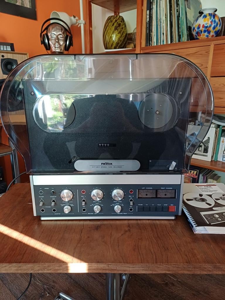 Revox B 77 MK II stereo bandrecorder met kap en boeken, Audio, Tv en Foto, Bandrecorders, Ophalen, Bandrecorder, Met stofkap