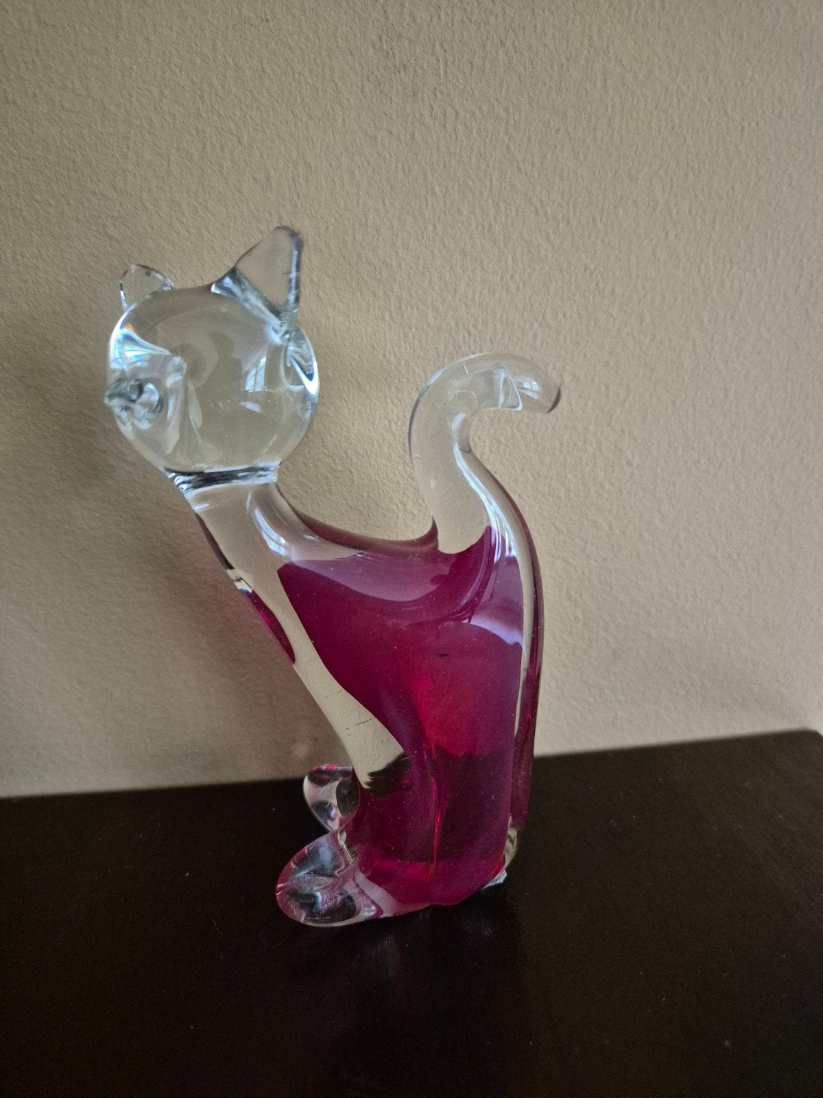 ⁹Murano Glaswerk Kat - Rood/Transparant, Ophalen of Verzenden