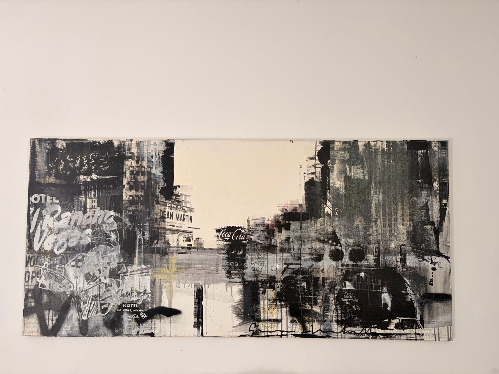 George Heidweller - Skyline Hotels Gebouwen Schilderij, Ophalen, Acrylverf, Handgeschilderd, Stadsgezicht